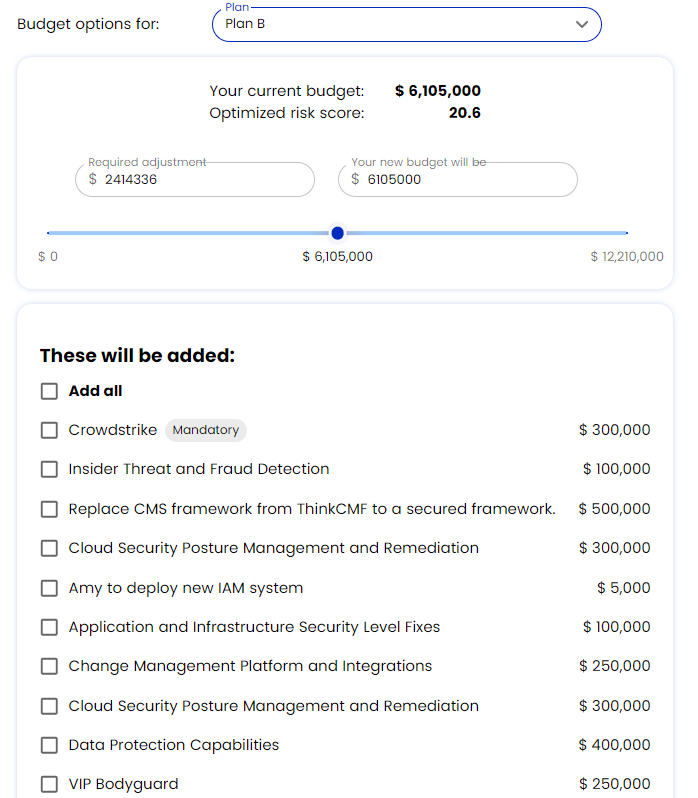 SAGE Budget Slider